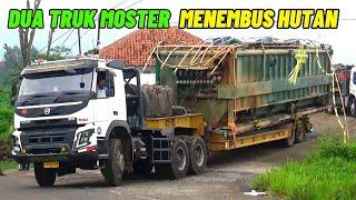 Menembus hutan karaha bodas || Dua truk monster naik gunung karaha bodas,Volvo 500 vs Volvo 440 fmx