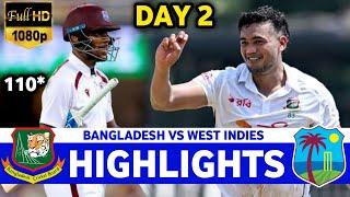 Bangladesh Vs West Indies 1st Test Day 2 Highlights 2024 | BAN VS WI Highlights