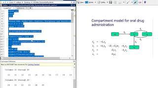 Compartment model for oral drug administration | MATLAB code | ode45 function