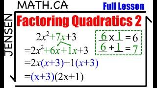 Factoring Quadratics 2 (a is not 1) | math 10 | jensenmath.ca