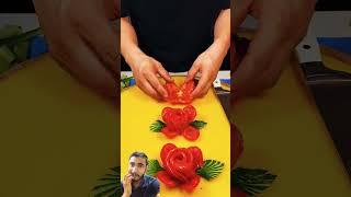 #Supper Tomato  and Cucumber  Make this Flower Carving cutting design#Vagetable platters#