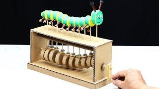 How to make Caterpillar Automata Toy from Cardboard - Automata DIY