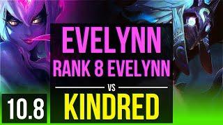 EVELYNN vs KINDRED (JUNGLE) | Rank 8 Evelynn, 76% winrate, Legendary | KR Grandmaster | v10.8