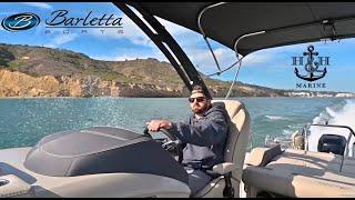 25' Pontoon Boat Offshore in Ocean from Mission Bay To San Diego Bay California and Coronado Bridge