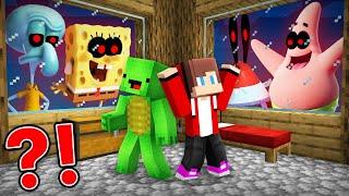 Why JJ and Mikey HIDE from SPONGEBOB.EXE At Night in Minecraft ? (Maizen)