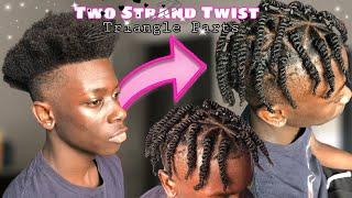 DOUBLE STRAND TWIST|w TRIANGLE PARTS|VERY DETAILED| Men Style| for MEN w/ HIGHTOP FADE