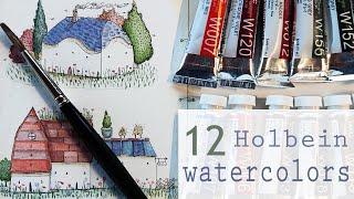 Swatching 12 Holbein Watercolors!