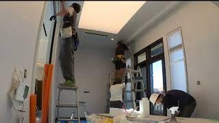 인조가죽벽지 도배 시공, 레쟈벽지도배시공, 도달도배, 폭 130 벽지,