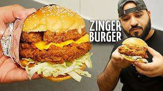 KFC ZINGER TOWER BURGER RECIPE | WITH FRIES