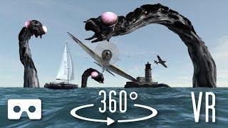 VR 360 3D video: Sea Monsters. Virtual Reality Scary Videos for Oculus Go, VR Box, Samsung Gear VR