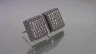 18k White Gold Large Cuadrado Earrings Diamonds by Mander Jewelry