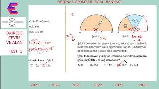 DAİREDE ALAN TEST 1 (ORİJİNAL GEOMETRİ 2022)