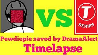 Pewdiepie saved by DramaAlert Timelapse (Pewdiepie vs T Series)