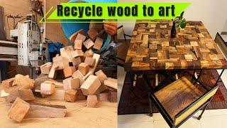 Recycle waste wood to dining table