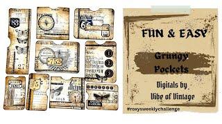 FUN & EASY-  POCKETS - GRUNGY STYLE - WEEK 8 #roxysweeklychallenge #junkjournalideas #papercraft