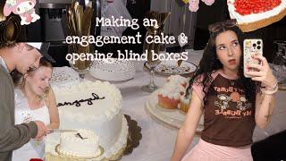 Making an engagement party cake!!! +opening calico critter blind boxes