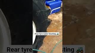 Tractor rear tyre water blasting technique  #farming #farmmachinery #farmequipment #waterblasting