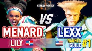 SF6  MenaRD (Lily) vs Lexx (#1 Ranked Guile)  SF6 High Level Gameplay