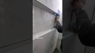 Mitered bathroom niche #tiling #hack #diy #tilelove #tile