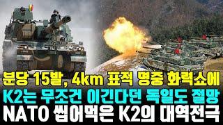 분당 15발, 4km 표적 명중 화력쇼에 K2는 무조건 이긴다던 독일도 절망 NATO 씹어먹은 K2의 대역전극