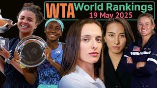 Tennis Rankings Today 19 May 2025. WTA World Top 15 Tennis Players, J Paolini Wins Italian Open!