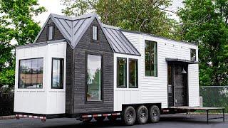 Rustic Charm Farmhouse Kootenay Tiny House with Fold-Down Deck by Tru Form Tiny
