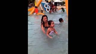 Enjoying swimming baby caiyin  together 040115