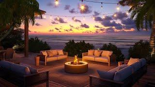 Oceanfront Paradise Retreat  Sunset Firepit Ambience with Relaxing Waves & Tropical Breeze