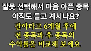 잘못 선택한 종목을 원금 회복이 될 때 까지 기다리는 동안 1등 종목들은 더욱 높이 날아간다. 잘못 선택했던 종목 앓던 이를 빼버리면 마음의 통증까지 사라진다.