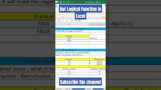 Not function in excel | #shorts  #trending #Excelshorts #techbharat