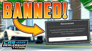 This Glitch Will Get You BANNED in Car Dealership Tycoon!! (SERIOUS!)