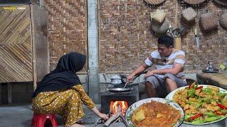 bantuin suami masak️,tumis tempe buncis pedas,telur dadar, sederhana tapi nikmat, masakan desa