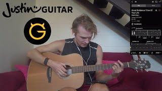 A beginner guitarist attempts fingerstyle songs and patterns (Justin Guitar and Ultimate Guitar app)