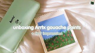  paint with me | unboxing Arrtx jelly gouache paints | first impressions | curly cloud