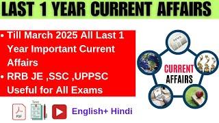 Last 1 Year Current Affairs With Pdf , Test RRB JE Special All Important Current Affairs Questions