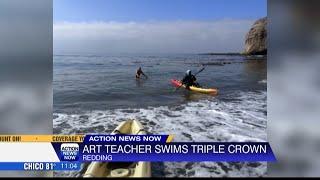 Redding art teacher swims her way to an open water triple crown