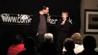 Martin - 12 year old from Norway - at The Comedy Bunker, Ruislip. Feb 2009 with Joel Sanders (Pt 1)