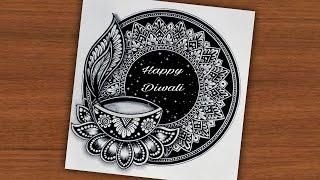 Happy Diwali Mandala Art|Diya Drawing|Happy Diwali Diya Mandala art @VennilaYLCreations |Mandala