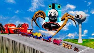 ALL MONSTERS Big & Small vs Downhill Jump with WATER EYE TOWER & NEW THOMAS EATER | BeamNG.Drive