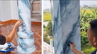 DIY - Compilation of Videos Techniques Fake Stone Paint On The House Column