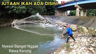 SAMPAI MERINDING.!! ikan dari mana asalnya,jala ikan dibawah jembatan angker,lihat hasilnya..