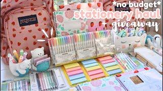 *NO BUDGET* back to school supplies shopping vlog, huge stationery haul, & giveaway 2024 ️