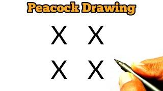 Peacock Drawing for new beginners | Letter drawing