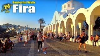 Fira Santorini - Greece Evening Walk 4K - Santorini Greece Nightlife 2024