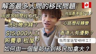 [加拿大資訊] ＄15000 港幣人工夠養車， 租屋？｜ 一個屋邨仔如何移民加拿大？｜ 解答最多人問我的移民問題｜ 我正在做什麼工作｜移民用了多少錢？｜ 香港人的優勢｜ 儲到錢嗎？