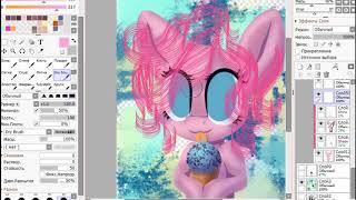 Speedpaint MLP  -  Pinkie with ice cream