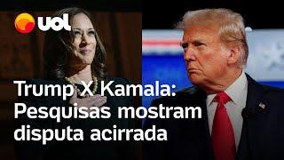 Trump e Kamala estão acirrados nas pesquisas presidenciais dos EUA