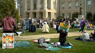 Hundreds attend sit-in on NC Capitol lawn in protest of Trump