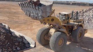 Huge Caterpillar 994 Wheel Loader Loading Caterpillar 777F Dumpers - Samaras Mining Group