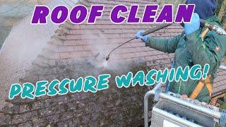 Time Lapse Roof Clean: Pressure Washing/Moss Removal- Soo Satisfying!